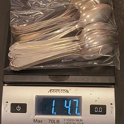Lot J7: Mixed Lot of Sterling Silver Teaspoons (1 lb 4.7 ounces) Monograms