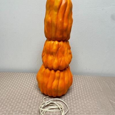 Foam Blow Mold Light Up Stack of Three Jack O Lantern Pumpkins Halloween Seasonal Holiday Decor