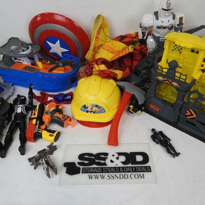 Kids Toy Lot: Action Figures, Costumes, Hats