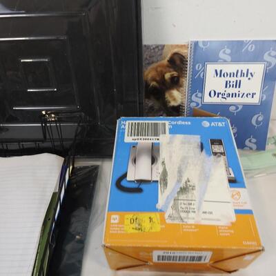Office Supplies: Paper Shelves, Bookends, DVD/CD Cases, AT & T Handsets, Planner