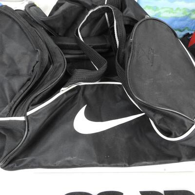 NIke Duffel Bag, 5 Pairs of Kid Swimming Goggles, Speedo Kickboards, Lunch Box