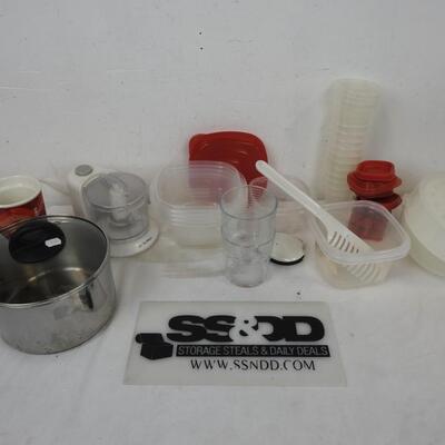 Black & Decker Food Grinder, Rubbermaid Food Containers, Starbucks & Glass Cups
