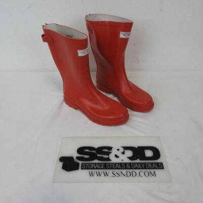 Pair of Red Rain Boots Fy Size 8