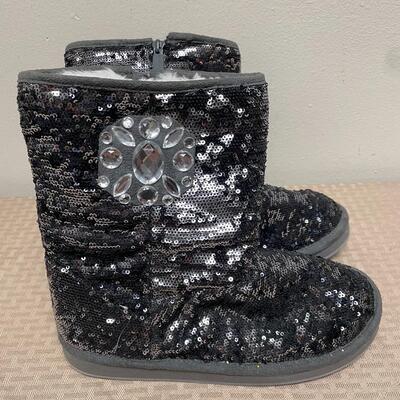 Joan Boyce Sequined Fleeced Lined Gray Boots