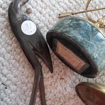 Lot Includes a Vintage Oil Lamp, Brass Items, and Decor