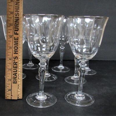 Set of 8 Clear Glass Goblets With Silver Rim