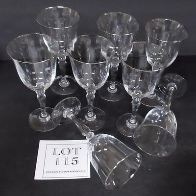 Set of 8 Clear Glass Goblets With Silver Rim