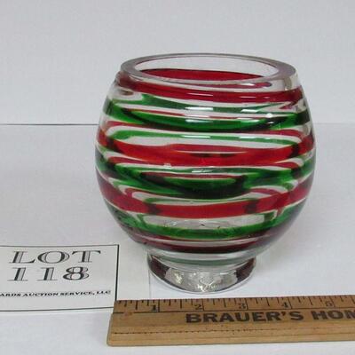 Heavy Glass Christmas Vase or Candle Holder