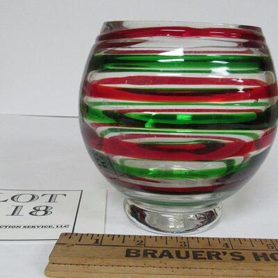 Heavy Glass Christmas Vase or Candle Holder