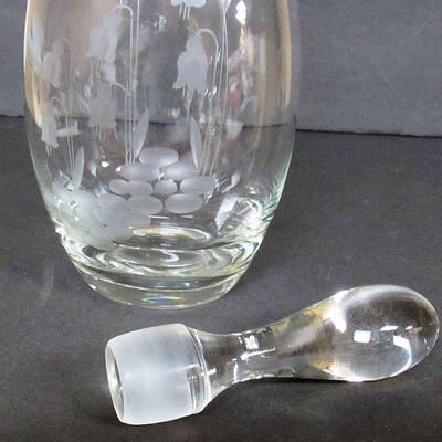 Very Tall Nice Decanter Floral Etch or Cutting