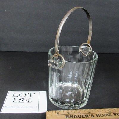 Vintage Heavy Glass Ice Bucket Made in Italy