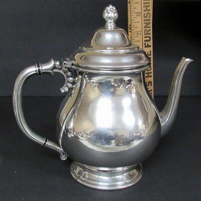 Nice Quality Pewter Coffee Pot, Tea Pot, Sugar and Creamer, Shirley, Williamsburg, Virginia
