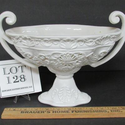 Large Two Handled Bowl, Ardalt Italy, Moresco Blanco 5943, Pierced Design