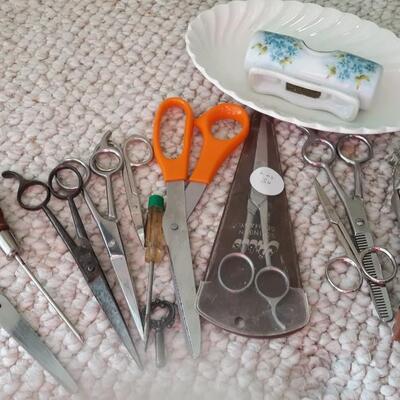 Lot of Vintage Scissors and Other Items