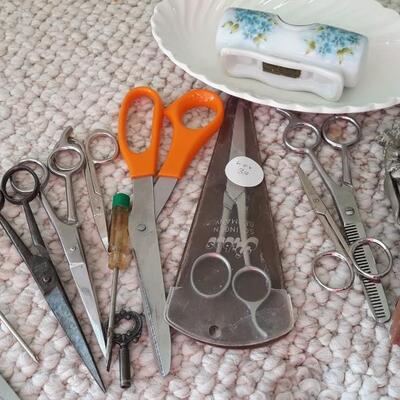 Lot of Vintage Scissors and Other Items