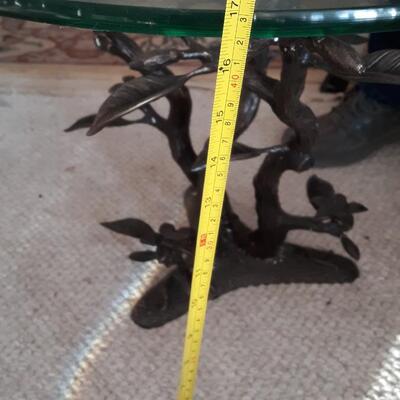 Lot Includes an Amazing Nice Glass Top Table with Decorative Metal Bottom