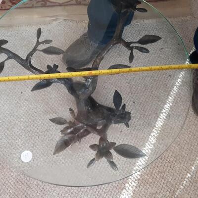 Lot Includes an Amazing Nice Glass Top Table with Decorative Metal Bottom