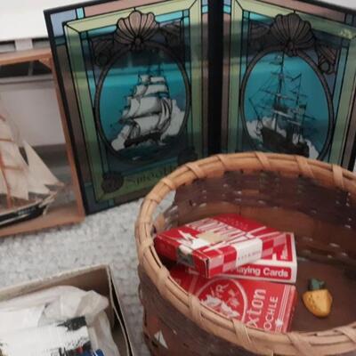 Lot Includes Vintage Cloth, Decor,  Vintage Playing Cards, and Other Items
