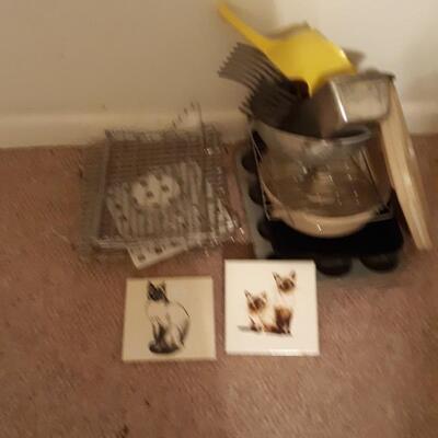 Lot Includes Cookware, Vintage Kitchen and Cat Trivets