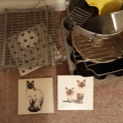 Lot Includes Cookware, Vintage Kitchen and Cat Trivets