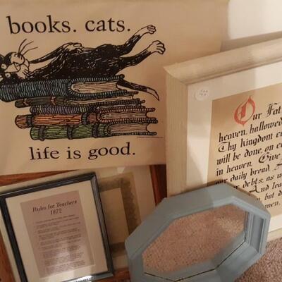 Lot Includes Cat Bag and Art