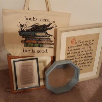 Lot Includes Cat Bag and Art