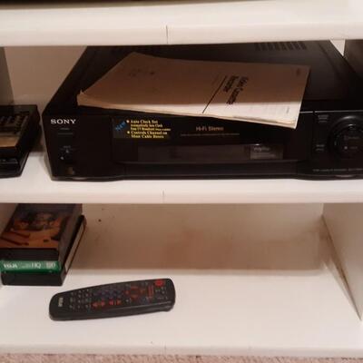 Lot of Vintage TV, VCR, and shelf