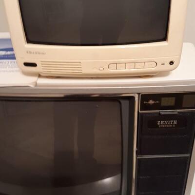 Lot of Vintage TV, VCR, and shelf