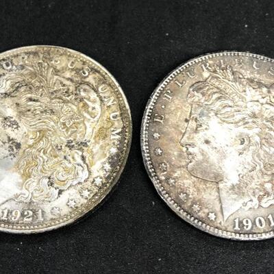 Lot 210: Two Silver Morgan Dollars - 1901 & 1921
