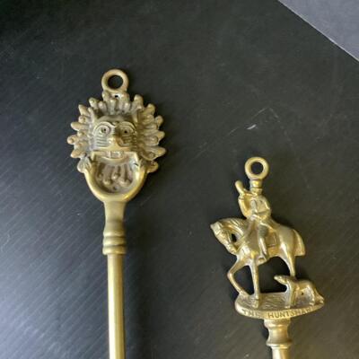 A - 326. Vintage English Brass Toasting Forks