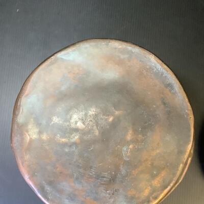 A - 329. Antique Hammered Copper Stew Pot with Lid