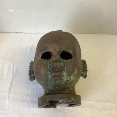A - 332. Antique French Industrial Copper Doll Head Mold/ Steam Punk Industrial Altered Art