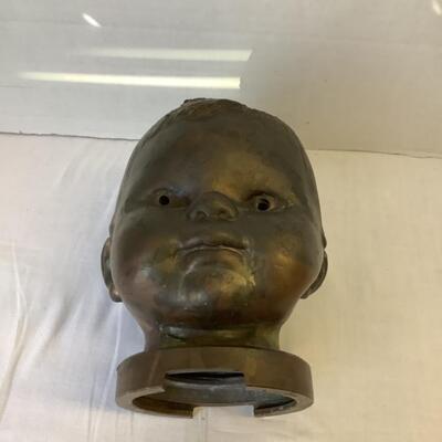 A - 334. Antique French Industrial Copper Doll Head Mold/ Steam Punk Industrial Altered Art