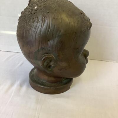 A - 334. Antique French Industrial Copper Doll Head Mold/ Steam Punk Industrial Altered Art