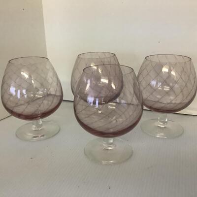 C241 Set of 4 Hand Blown Glass Brandy Snifters by Stephan Smyers