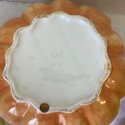 A  - 348 Fitz & Floyd Pumpkin Soup Tureen with Lid/Ladle, Fitz & Floyd Decorative Dishes, Dept. 56 Shakers