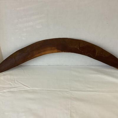 A - 352 Antique Hand Carved Wooden Boomerang