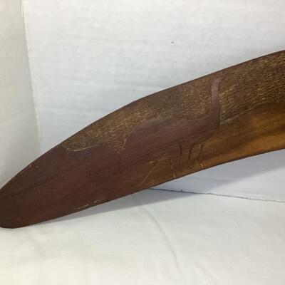 A - 352 Antique Hand Carved Wooden Boomerang