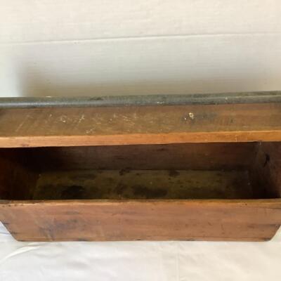 A - 353 Antique Wooden Tool Box with Metal Handle