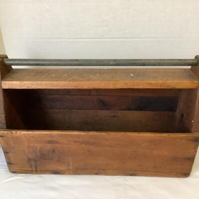 A - 353 Antique Wooden Tool Box with Metal Handle