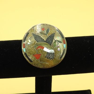 Zuni Hummingbird Pin/Pendant, Artist signed
