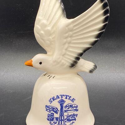 Seattle Washington Seagull Top Vacation Souvenir Ceramic Bell