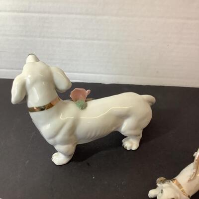 A - 355  Set of Vintage Porcelain, Hand Painted Dachshund Dog Figurines