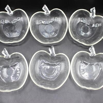 Lot of 6 Apple Pumpkin Clear Glass Trinket Fruit Dessert Bowl Serving Trays
