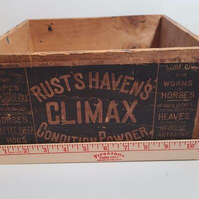 Lot 802: Antique "Rust Haven's Climax Wood Crate Box (New Brunswick, NJ)