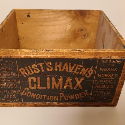Lot 802: Antique "Rust Haven's Climax Wood Crate Box (New Brunswick, NJ)