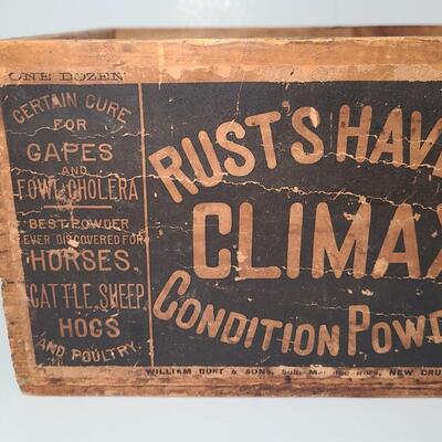 Lot 802: Antique "Rust Haven's Climax Wood Crate Box (New Brunswick, NJ)