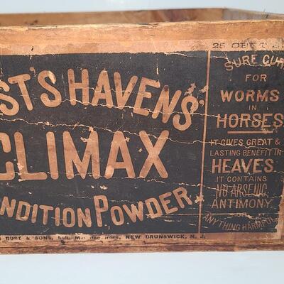 Lot 802: Antique "Rust Haven's Climax Wood Crate Box (New Brunswick, NJ)