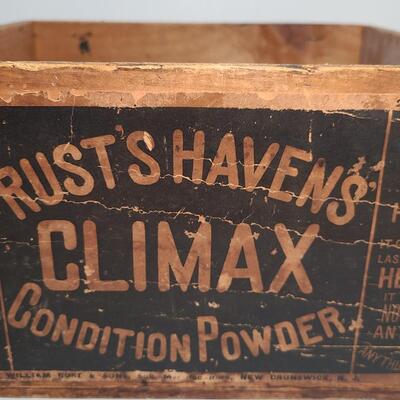 Lot 802: Antique "Rust Haven's Climax Wood Crate Box (New Brunswick, NJ)