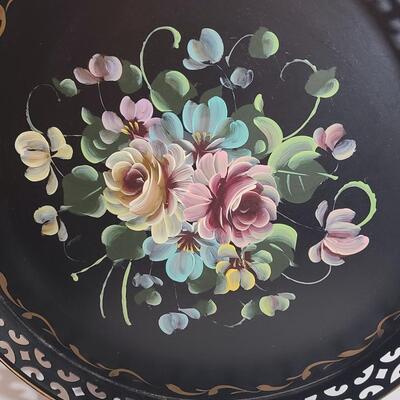 Lot 801: Vintage/Antique Hand Painted Vanity/Tea/Beverage Trays